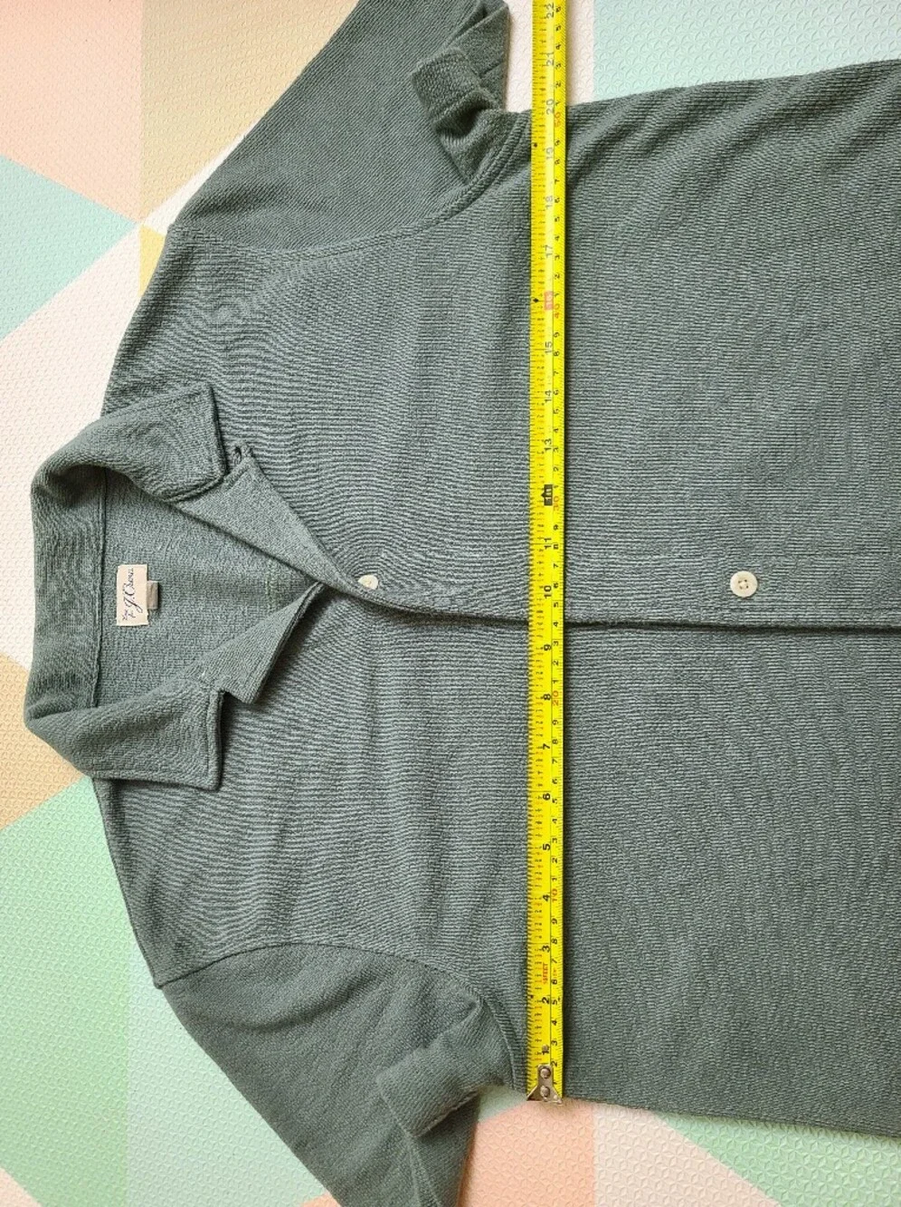 J Crew Men's Textured Camp Collar Knit Shirt In Sage Green Short Sleeve Sz M